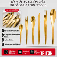BỘ 7 CÁI DAO NĨA MUỖNG BỒ ĐÀO NHA INOX LEON SPOON PHONG CÁCH DECOR CHÂU ÂU