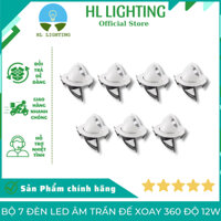 Bộ 7 Đèn Led Âm Trần Đế Xoay 360 Độ 12W, Đèn Soi Tranh, Trang Trí Shop HL Lighting