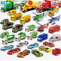 Bộ 7 đồ chơi ô tô xe tải, xe công trình xây dựng, máy bay, xe đua, xe quân sự cỡ lớn trẻ em KB216111