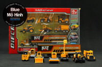Bộ 7 mô hình xe công trình gồm xe kéo, xe ủi đất, xe tải, xe lu, xe ben, xe nâng và xe múc