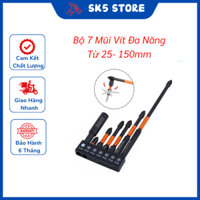 Bộ 7 Mũi Vít Hợp Kim Thép PH2 Bake Nam Châm Từ Tính Mạnh, Chân Lục giác Kích Thước Các Mũi 25-150mm