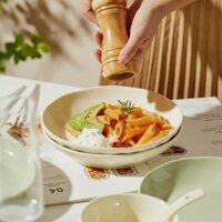 Bộ 8 Bộ Đồ Ăn Bộ Kem Phong Cách Món Ăn Đĩa Gốm Chịu Nhiệt Bát Cơm Có Thìa Đũa