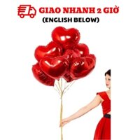 Bộ 8 Bóng Hình Trái Tim Màu Đỏ Trang Trí Ngày Quốc Tế Phụ Nữ 8/3 - 8pcs Red Heart Foil Balloons For Decorations WMD46