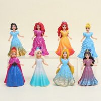 Bộ 8 búp bê công chúa disney 9cm xinh xắn đáng yêu đồ chơi cho bé  Princess Figures Snow White Ariel Cinderella Aurora Belle Merida Rapunzel Elsa Anna cake decor