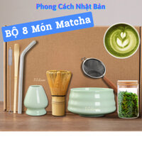 Bộ (8 Món) Chổi chasen đánh matcha Nhật Bản pha trà matcha, Cây khuấy trà xanh titiroom