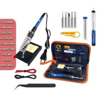 Bộ 8 món Mỏ hàn thiếc điều chỉnh nhiệt độ, máy hàn chì mini, mỏ hàn tq936 60w 220v và phụ kiện hàn, thiếc hàn