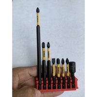 Bộ 8 món mũi vít - đầu bắn tôn Dewalt đen vàng chính hãng
