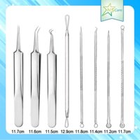 Bộ 8 Nhíp gắp mụn bằng thép không gỉ tiện dụng