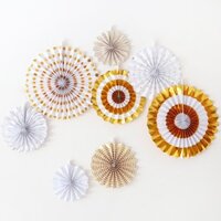 Bộ 8 Quạt Giấy Trang Trí Ánh Kim (Party Fan)