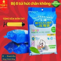 Bộ 8 túi hút chân không tặng kèm bơm hút chân không đựng quần áo, chăn màn, ga gối gọn gàng D Danido - Loại A2 gồm4 túi 70x100cm 4 túi 60x80cm
