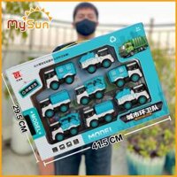 Bộ 8 xe chở rác xe hốt đổ rác đồ chơi trẻ em xe vệ sinh bảo vệ môi trường cho bé MySun