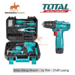 Bộ 81 chi tiết gồm máy khoan dùng pin 12v Total THKTHP10812