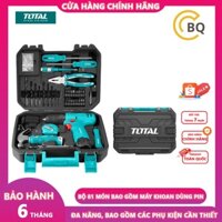 Bộ 81 món bao gồm máy khoan dùng pin 12V Total THKTHP10812 bao gồm các phụ kiện cần thiết, hộp dụng cụ cầm tay