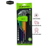 Bộ 9 chìa lục giác hoa thị đa năng 7 màu Gofuther Thép S2 không rỉ sét, chống vặn xoắn, bộ lục giác bông mai siêu bền