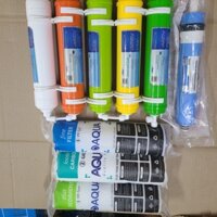 Bộ 9 lõi AQUA : lõi Pp5 + lõi OCB-GAC + Pp1 + màng RO + 5 lõi chức năng màu thay thế cho máy lọc nước RO, uống trực tiếp