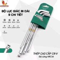 Bộ 9 lục giác đầu bằng, lục giác đầu bi dài đa năng WYNNS 1.5-10mm, bộ lục giác thép CR-V siêu cứng sửa chữa mở ốc vít