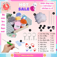 Bộ 9 Món Tập Móc Len Người Mới kèm BÔNG BI NHỒI THÚ [Có hướng dẫn] Diy