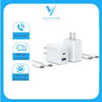 Bộ Adapter Sạc 2 cổng USB Type C IQ3 kèm Cáp Type C - Type C 1.5m 20W Anker B2348