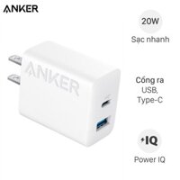 Bộ Adapter Sạc 2 cổng USB Type C IQ3 kèm Cáp Type C - Type C 1.5m 20W Anker B2348
