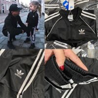 Bộ adidas 3 sọc đen lót nỉ cho bé