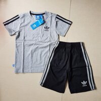 Bộ adidas bé trai áo ghi quần đen