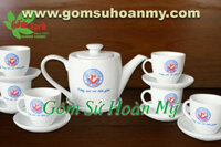 Bộ ấm chén CK Bát Tràng in logo XM Văn Phong