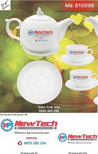 Bộ ấm chén dáng minh long, mã 810100, dung tích 500ml, in logo công ty, quà tặng khách hàng, giá báo trên 100 bộ, gốm bát tràng tinh vân