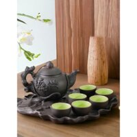 Bộ ấm chén Đất Nung Tử Sa Hoa Phù Dung