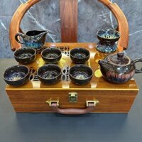 Bộ ấm chén đẹp gốm thiên mục dáng tây thi cao cấp AT07