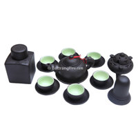 Bộ ấm chén gốm men đen – cây trúc – đầy đủ phụ kiện