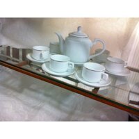 Bộ ấm chén gốm sứ bát tràng vuông to chỉ vàng kim