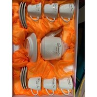 Bộ ấm chén hàn quốc sứ xương dáng vuông cao cấp