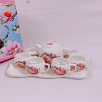 Bộ ấm chén hoa hồng sứ cao cấp Huongdecor