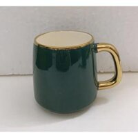 BỘ ẤM CHÉN KÈM KHAY SỨ PHA TRÀ CÀ PHÊ TRẮNG VIỀN VÀNG VÂN TĂM  GÓC THANH LÝ ẤM CHÉN LẺ CHO KHÁCH HÀNG BỊ THIẾU  - 1 Cốc Xanh