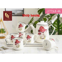 Bộ Ấm Chén Kiểu Hàn Quốc Kèm Khay Sứ Xương Cao Cấp (cam kết hàng y hình)