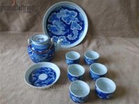Bộ ấm chén long ẩn nội cung kèm khay men ngọc hàng giả cổ
