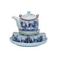 Bộ ấm chén – men lam cổ 2