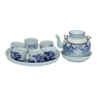 Bộ ấm chén – men lam cổ 3