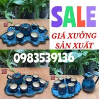 BỘ ẤM CHÉN MEN NGỌC HỎA BIẾN GỐM SỨ CAO CẤM BÁT TRÀNG