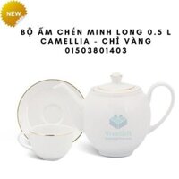 Bộ Ấm Chén Minh Long 0.5 L – Camellia – Chỉ Vàng 01503801403