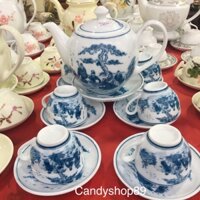 Bộ ấm chén minh long ngũ lão - gốm sứ bát tràng chính hãng