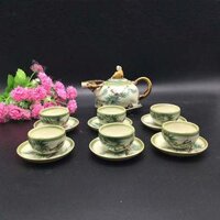 Bộ Ấm Chén Mục Đồng Chăn Trâu Vẽ Lá Tre Đẹp Độc