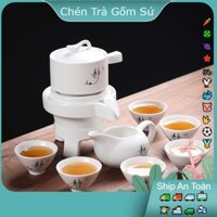 Bộ Ấm Chén Pha Trà Cối Xay Men Trắng Tĩnh Ngọc - Gốm Sứ Cao Cấp - Hoa Văn Sắc Sảo - Hàng Có Sẵn - Bảo Hiểm Hàng Đến Tay