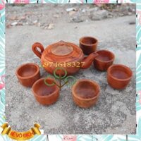 Bộ Ấm Chén Pha Trà Gỗ Hương Nguyên Khối