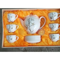 BỘ ẤM CHÉN PHA TRÀ  MẠN SỨ TRAWNGS HỌA TIẾT HOA BẠC  GIAO NGẪU NHIÊN  - ANTH252