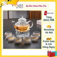 Bộ ấm Chén Pha Trà Tết, Bộ Ấm Trà thủy Tinh Chịu Nhiệt Tốt Sang Trọng.