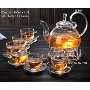 Bộ ấm chén pha trà thủy tinh Zeno SET04