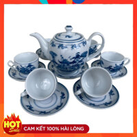 Bộ ấm chén phỏng cổ minh long hạc chùa - Gốm sứ bát tràng