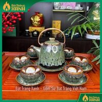 Bộ Ấm Chén Siêu Ngọc Đá - Bộ Ấm Trà Men Hoả Biến Bát Tràng Cao Cấp