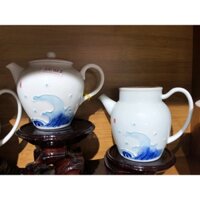 Bộ ấm chén sứ 4 chi tiết hình sóng